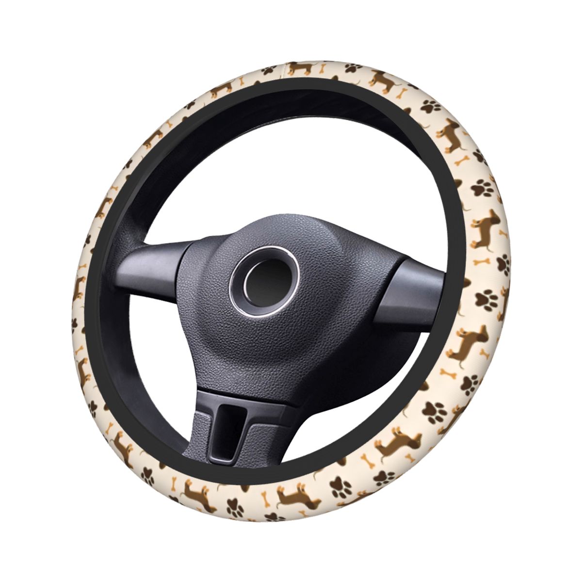 Car Steering Wheel Cover Anti Slip Breathable - Simpatico coprivolante per auto bassotto 38