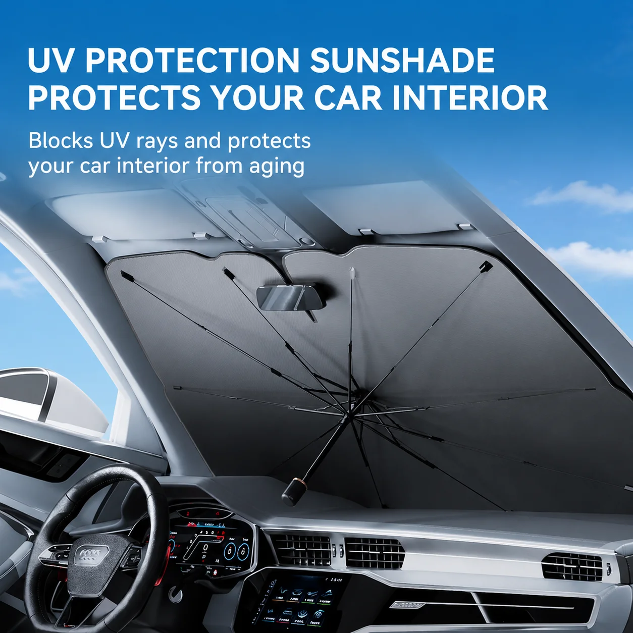 Ombrello Retrattile Anti-UV pe - Car Sunshade Windshield Umbrella Foldable recensione e prezzo