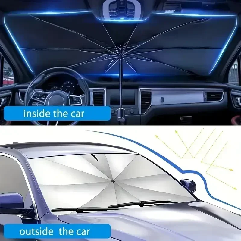 Ombrello Retrattile Anti-UV pe - Car Sunshade Windshield Umbrella Foldable recensione e prezzo